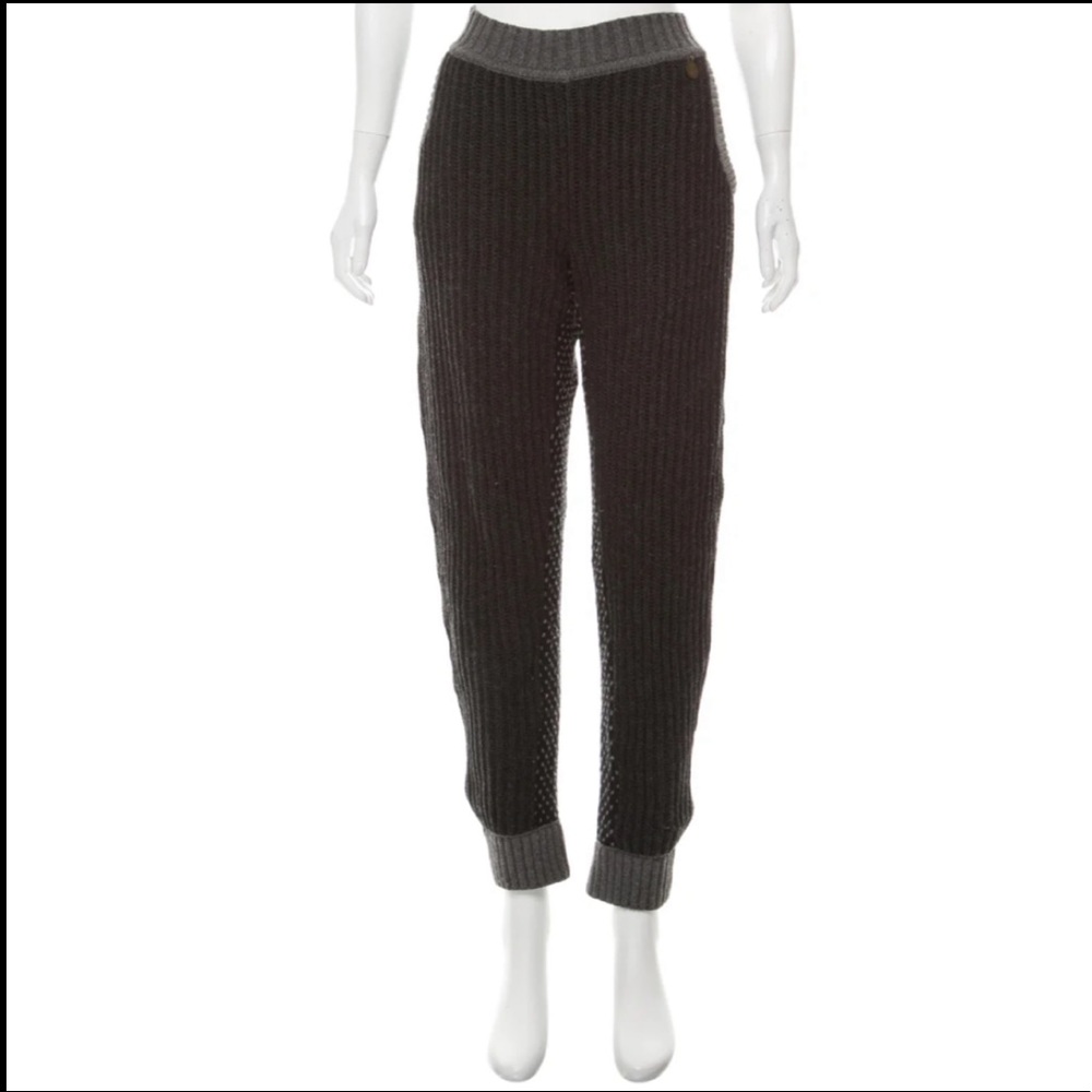 SEE by CHLOÉ RIB-KNIT WOOL PANTS in Charcoal-Grey🐺Pre-Loved❤️ SM | US4 | FR36